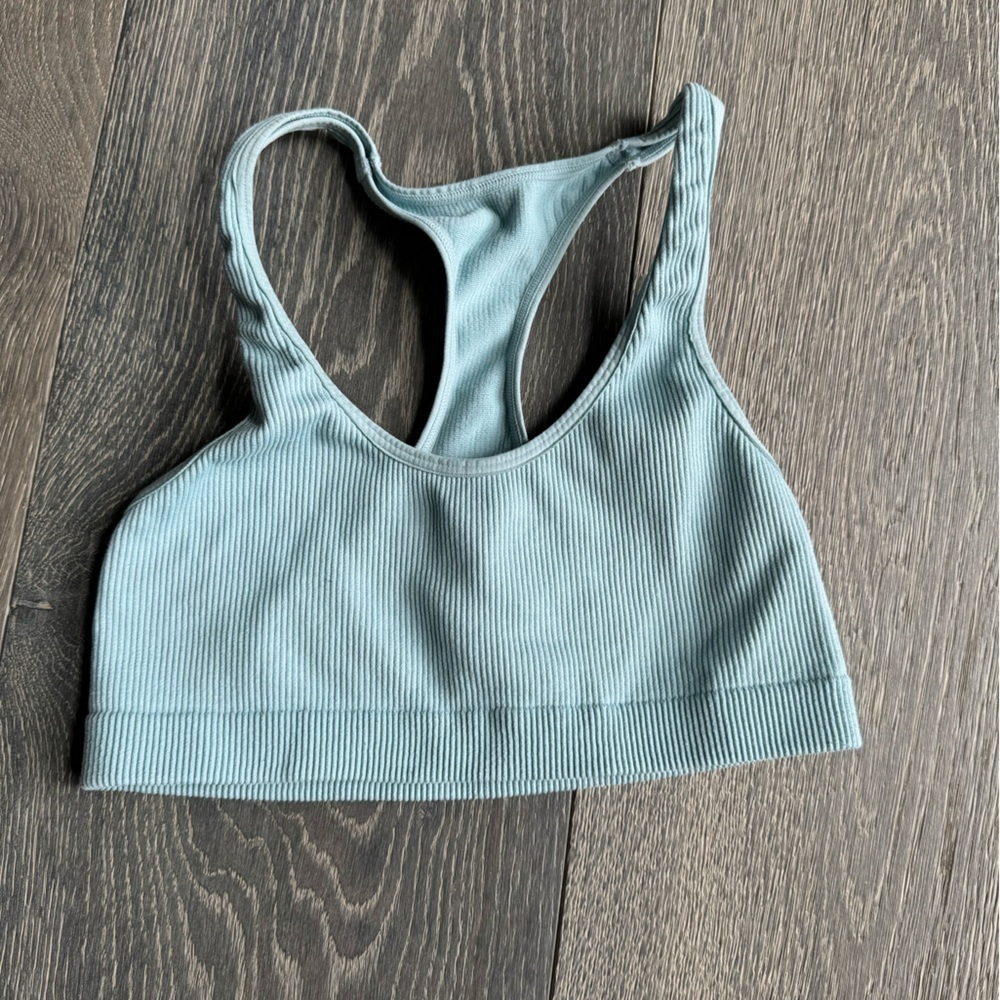 Lively Ribbed Sports Bra in Blue Size Small
